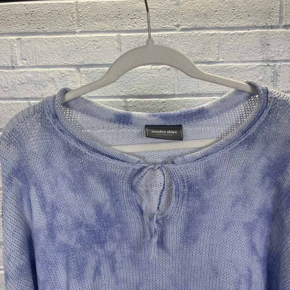 Wooden Ships Tie Dye Sweater Womens S Blue Lightweight Coastal Boho Slouchy